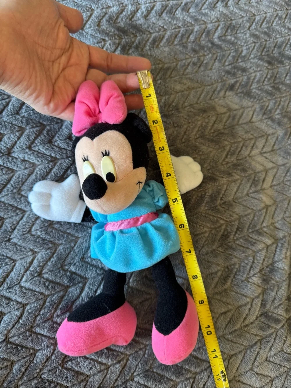 Vintage Minnie Mouse Plush Toy - Pink Bow & Shoes, Blue Dress.